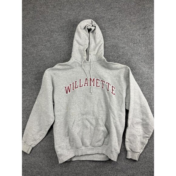 Willamette Hoodie Mens Large Gray Pullover Fleece Oarsman 913 College Spell Out - Picture 1 of 11